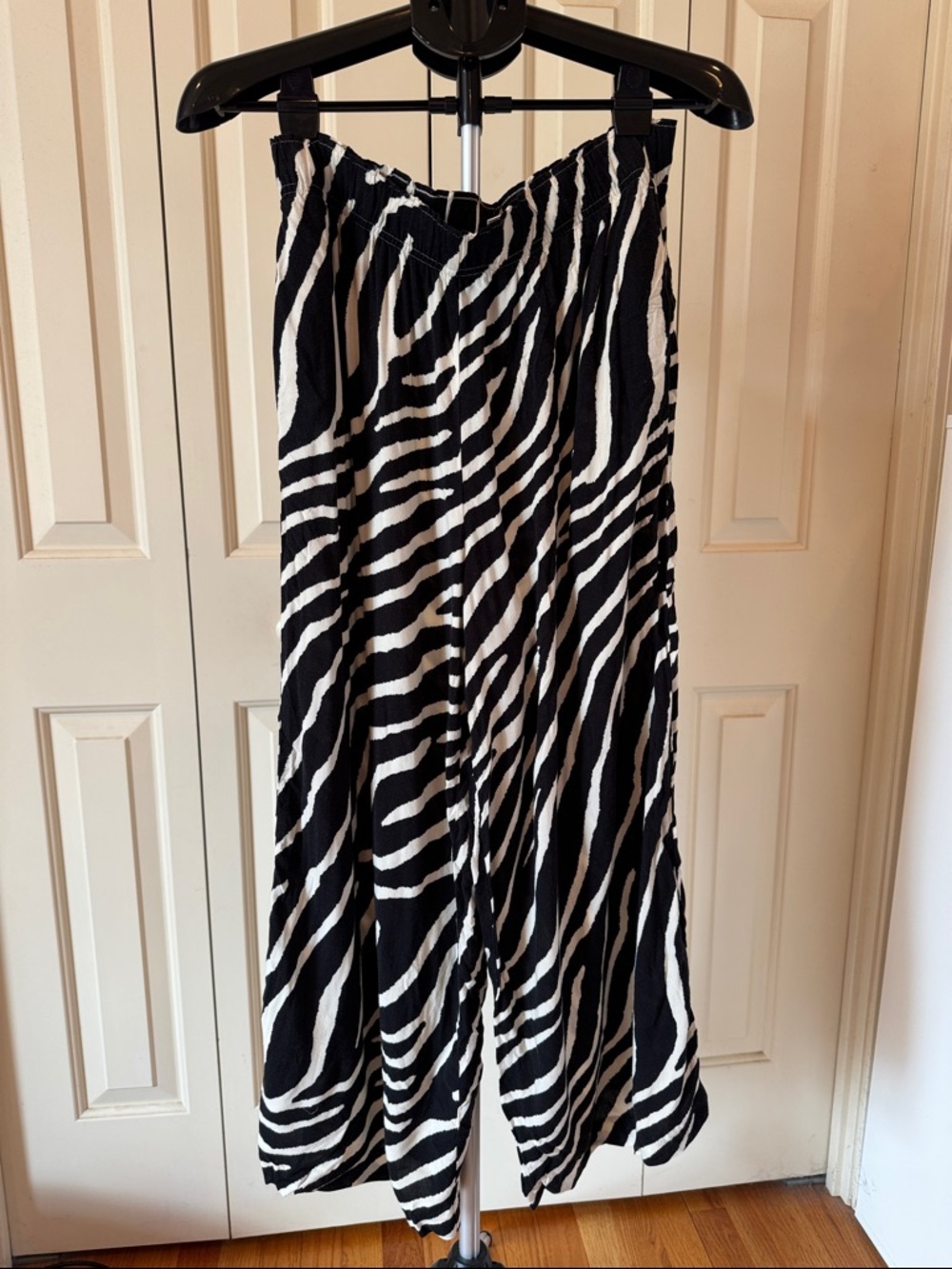 H&M Black & White Zebra-Print Wide Leg Pants
